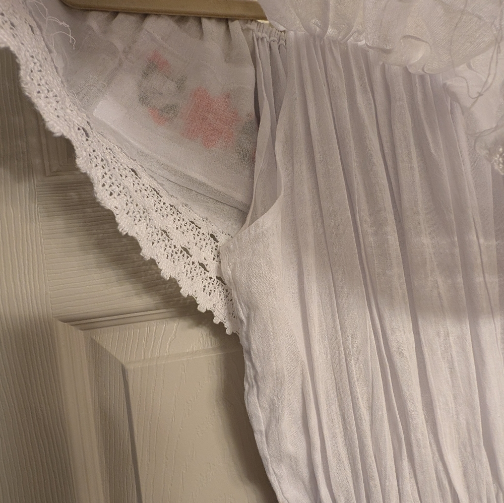 NEW! Beautiful White Dress From Mexico! Size S/M - Picture 7 of 8